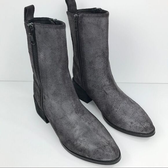 Anthropologie Intentionally Blank Grayish Purple Suede Leather Zip Closure Boots - Picture 2 of 16